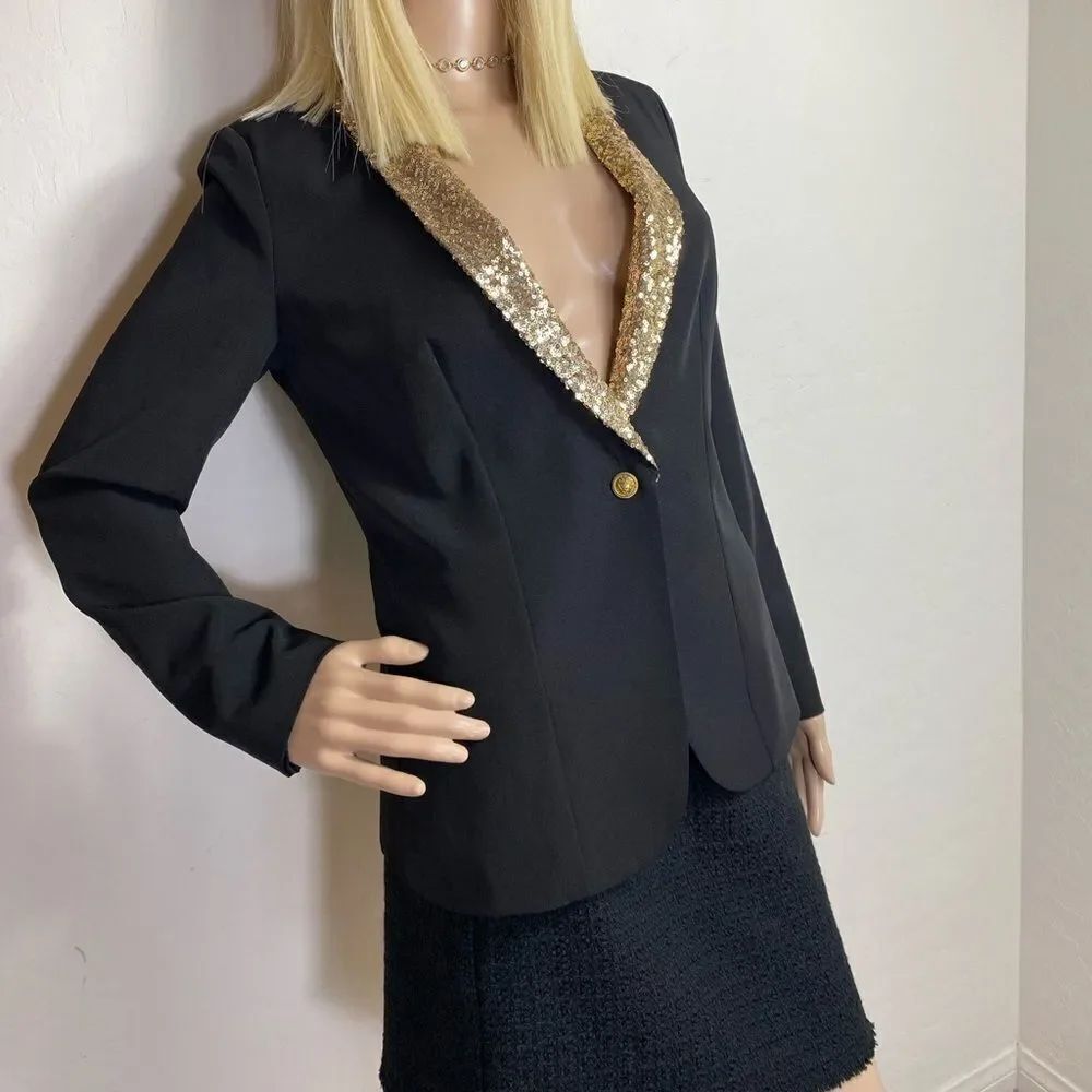 ImaginaryโVoyageโVintage S/M 4-6 blazer tiny gold sequins Steam Punk RETRO